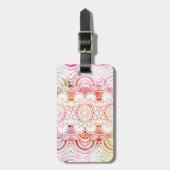 Roze moderne waterverf spoelt koraalflorale mandal bagagelabel (Voorkant verticaal)