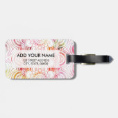Roze moderne waterverf spoelt koraalflorale mandal bagagelabel (Achterkant horizontaal)