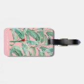 Roze moderne Waterverf tropische banaan palmblader Bagagelabel (Achterkant horizontaal)