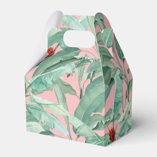 Roze moderne Waterverf tropische banaan palmblader Bedankdoosjes (Voorkant Zijde)