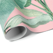 Roze moderne Waterverf tropische banaan palmblader Cadeaupapier (Rol Hoek)