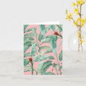Roze moderne Waterverf tropische banaan palmblader Kaart (Gele Bloem)