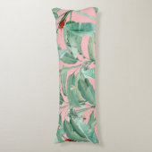 Roze moderne Waterverf tropische banaan palmblader Lichaamskussen (Voorkant Verticaal)