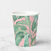 Roze moderne Waterverf tropische banaan palmblader Papieren Bekers (Links)