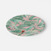 Roze moderne Waterverf tropische banaan palmblader Papieren Bordje (Gekanteld)