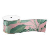 Roze moderne Waterverf tropische banaan palmblader Satijnen Lint (Spoel)