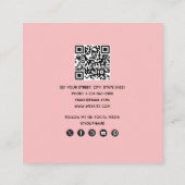 Roze moderne Waterverf tropische banaan palmblader Vierkante Visitekaartje (Achterkant)