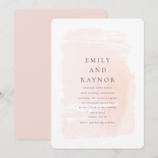 Roze Moderne Waterverf Trouwdag Kaart (Voorkant / Achterkant)