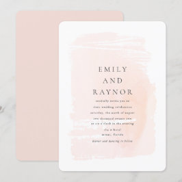 Roze Moderne Waterverf Trouwdag Kaart