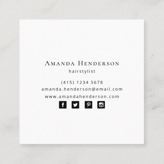 Roze moderne Waterverven penseelstreken Elegant Vierkante Visitekaartje (Achterkant)