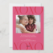 Roze Moderne XOXO Foto Valentijnsdag Feestdagenkaart (Achterkant)