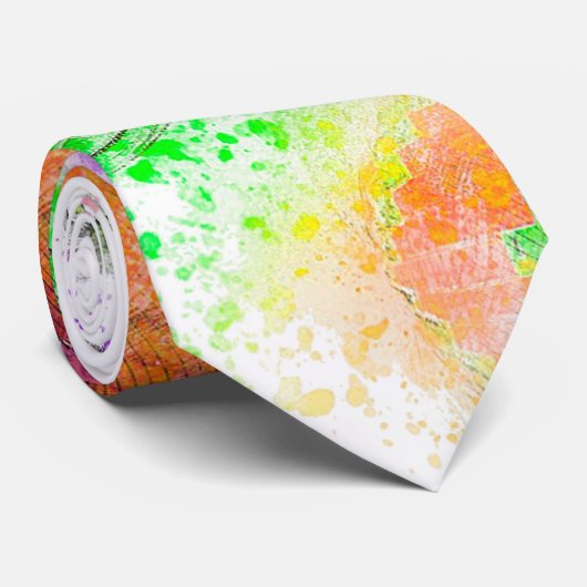 Roze moderne zakelijke abstrac geel, helder stropdas (Opgerold)