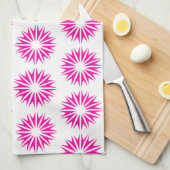 Roze moderne zonnebursten theedoek (Quarter Fold)