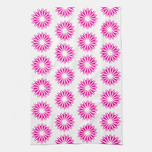 Roze moderne zonnebursten theedoek (Verticaal)