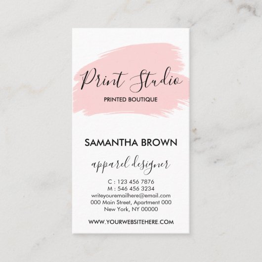 Roze moderne zorginstructies Logo Visitekaartje (Voorkant)