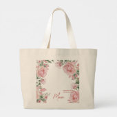 Roze Moeder Bloemen Foto Grote Tote Bag (Achterkant)