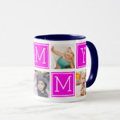 Roze Moeder Custom Foto Collage Koffie Mok (Voorkant rechts)