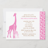Roze moeder en Baby Giraffe Baby shower Kaart (Voorkant)