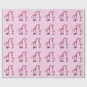 roze moeder en Baby Giraffe Cadeaupapier (Vlak)