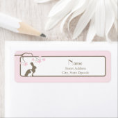 Roze Moeder en Baby Konijnenadreslabel Etiket (Insitu)