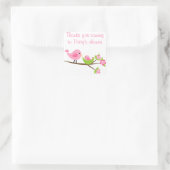  roze Moeder en baby vogelvierkante sticker (Tas)
