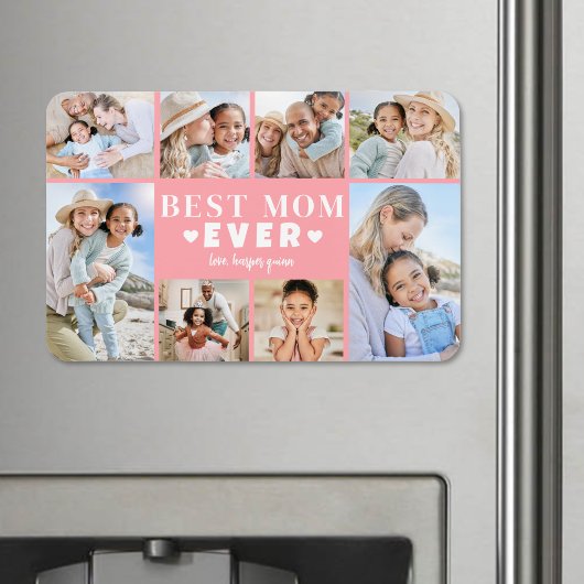 Roze Moeder Foto Collage Magneet
