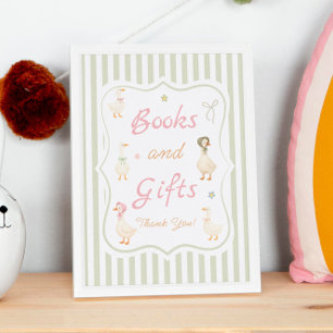 Roze Moeder Gans Baby Shower Boeken en Cadeaus Poster
