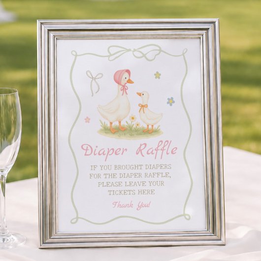 Roze Moeder Gans Baby shower Luiers Raffle Poster