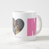 Roze Moeder Hart Foto Naam Moederdag Grote Koffiekop (Voorkant rechts)