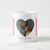 Roze Moeder Hart Foto Naam Moederdag Grote Koffiekop (Voorkant)