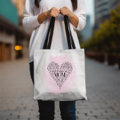 Roze moeder hart typografie Word Cloud Tote Bag