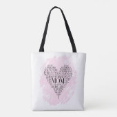 Roze moeder hart typografie Word Cloud Tote Bag (Achterkant)