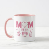 Roze Moeder Jaar Baby Iconen Ontwerp Mok (Links)