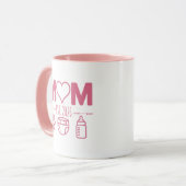 Roze Moeder Jaar Baby Iconen Ontwerp Mok (Voorkant links)