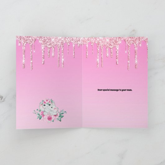 Roze moeder kind olifant roos speciaal kaart (Binnen)