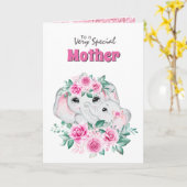 Roze moeder kind olifant roos speciaal kaart (Gele Bloem)