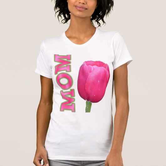 Roze moeder met roze tulp t-shirt (Voorkant)
