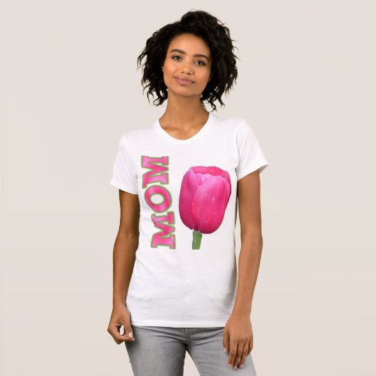 Roze moeder met roze tulp t-shirt (Voorkant volledig)
