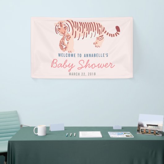 Roze Moeder Tijger & Cub Baby shower Banner (Beurs)