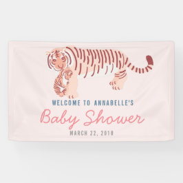 Roze Moeder Tijger & Cub Baby shower Banner