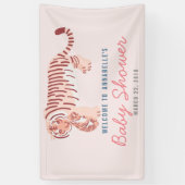 Roze Moeder Tijger & Cub Baby shower Banner (Verticaal)
