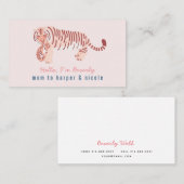 Roze moeder tijger en cub mama Visitekaartje Contactkaartje (Voorkant / Achterkant)