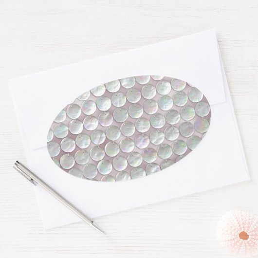 Roze moeder van Parelsequins Ovale Sticker (Envelop)