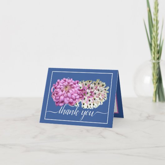 Roze moeder & witte orchideeën bloemenchic Dank je Kaart (Voorkant)