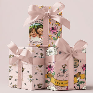Roze Moederdag Aangepaste Kinder foto Royal Queen  Inpakpapier Vel