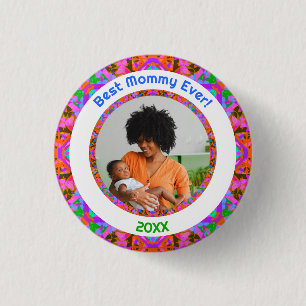 Roze Moederdag Beste Mama Moeder Ooit Foto Gift Ronde Button 3,2 Cm