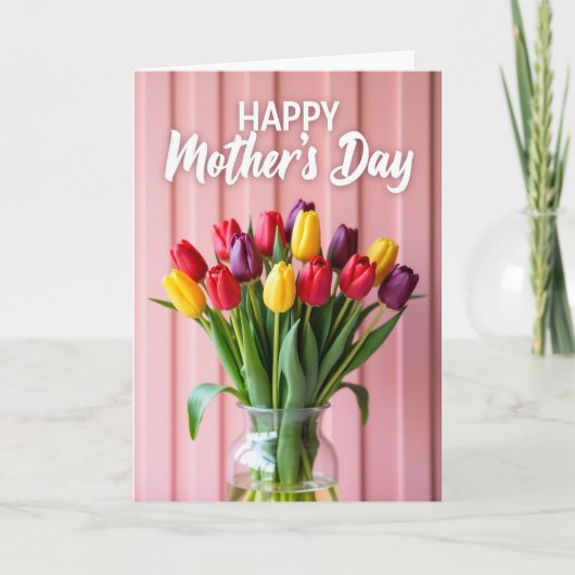 Roze Moederdag Boeketkaart Kaart (Voorkant)