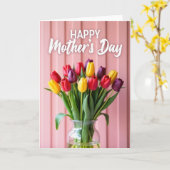 Roze Moederdag Boeketkaart Kaart (Gele Bloem)