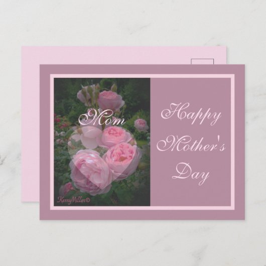 Roze Moederdag Briefkaart (Voorkant / Achterkant)