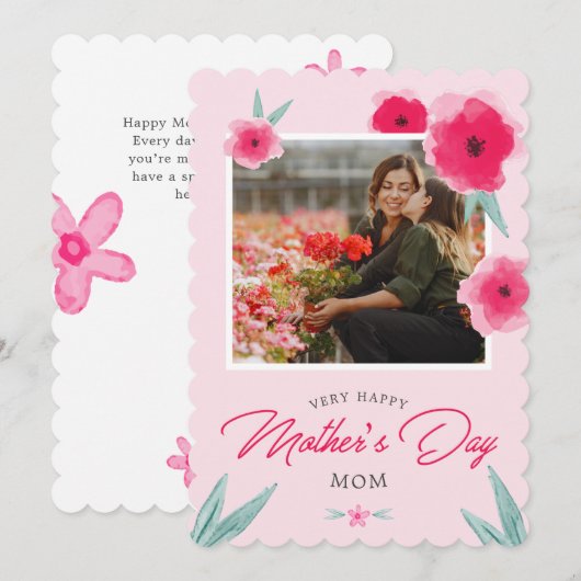  roze Moederdag foto Feestdagenkaart (Voorkant / Achterkant)